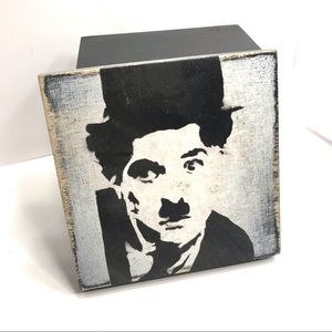Charlie Chaplin inspired Rocker Box 4.5”x2.5” Distressed graffiti Silent movies